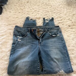 American Eagle Outfitters Women's Distressed Blue Overalls